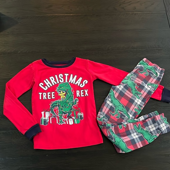 Christmas Tree Rex Dinosaur pajamas size 8 - Picture 1 of 6